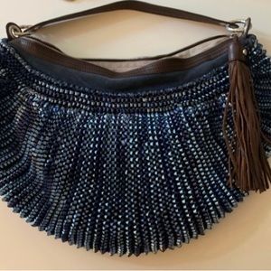 DVF Diane von Furstenberg Stephanie Woven Leather Hobo Handbag